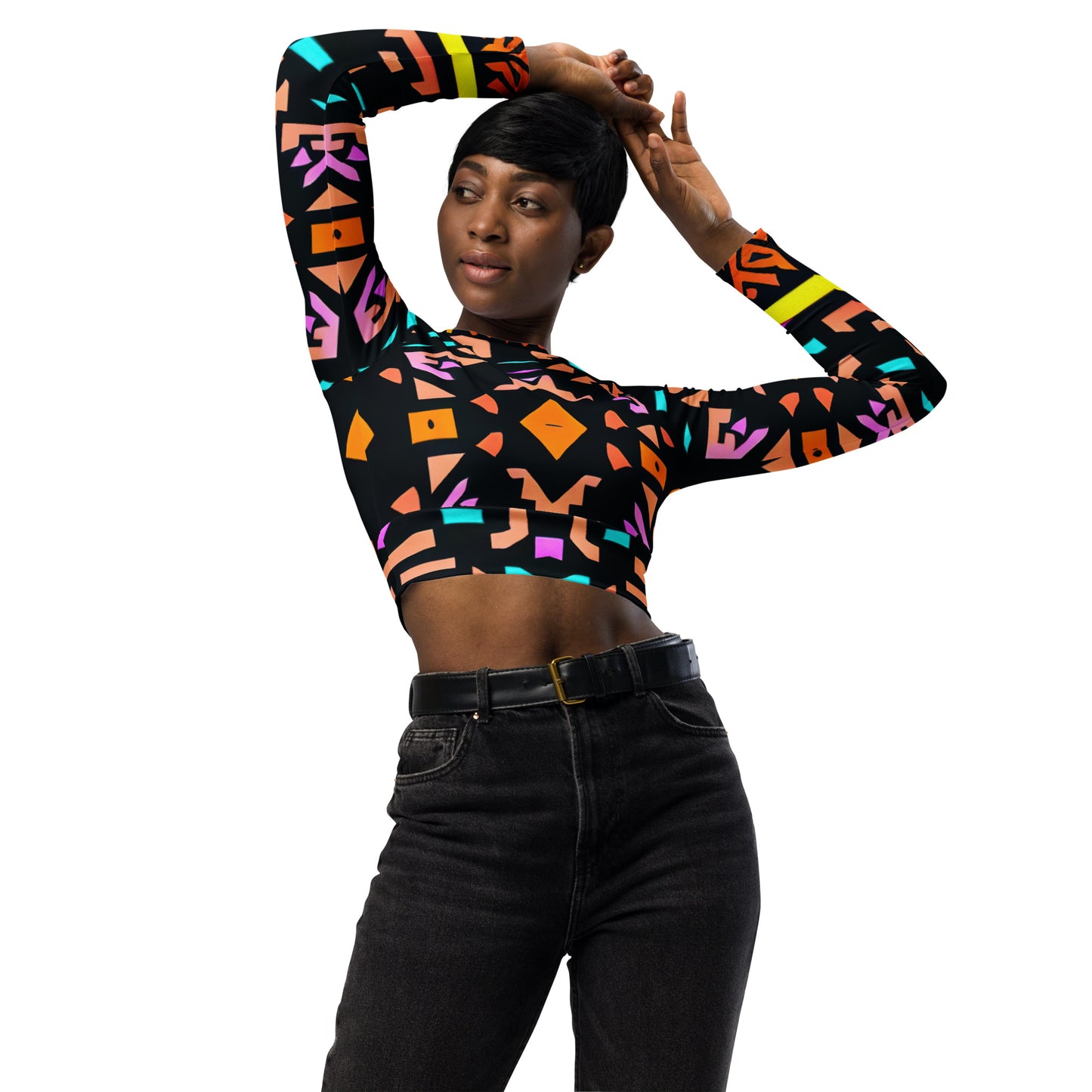 DMV 0147 Boho Recycled long-sleeve crop top