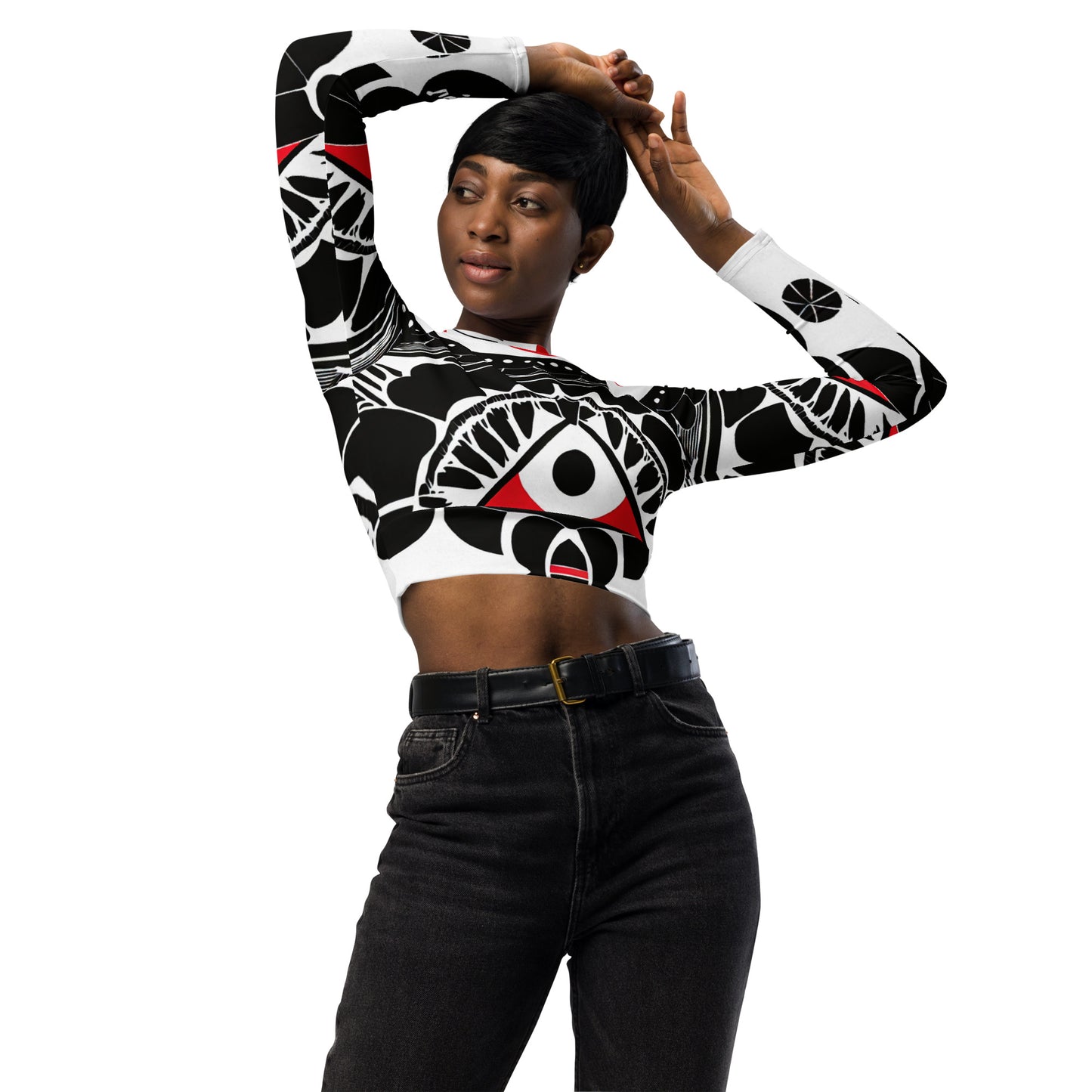 DMV 0294 Boho Recycled long-sleeve crop top