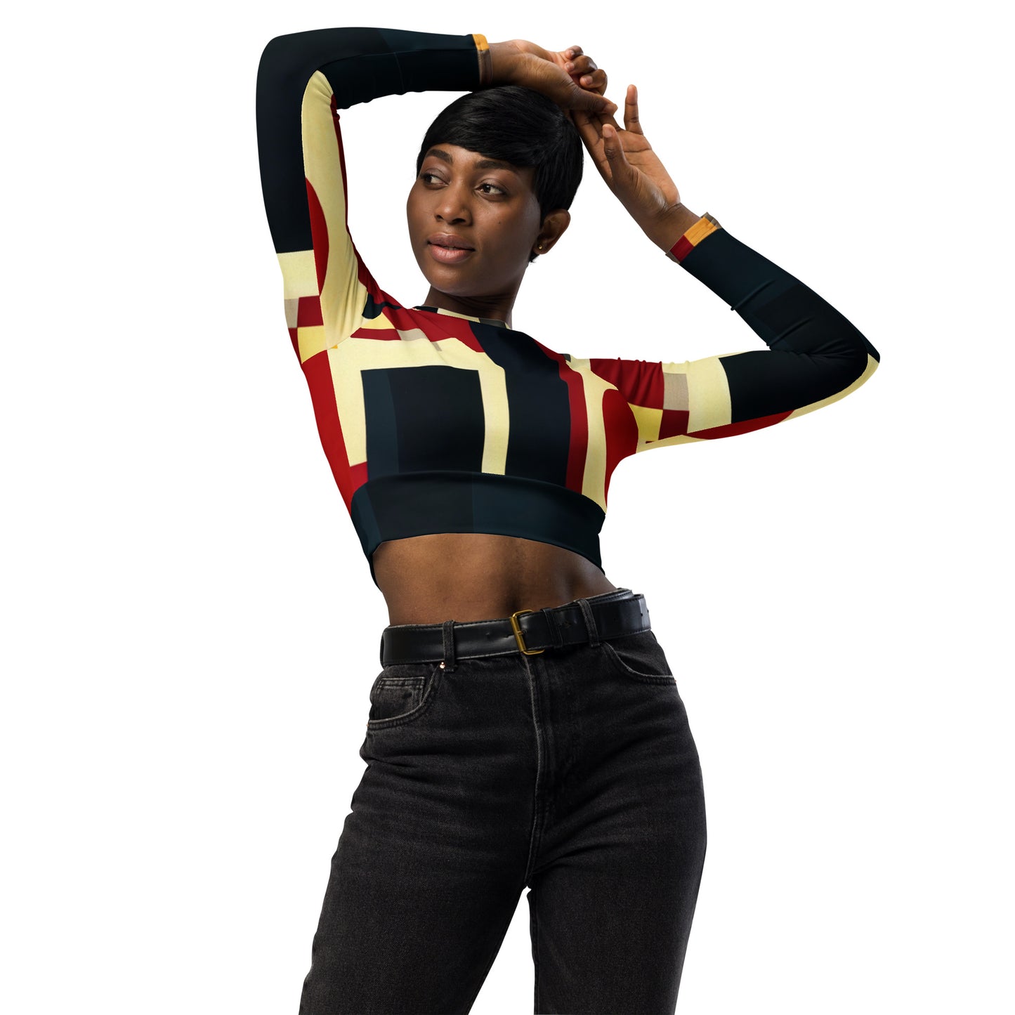 DMV 0205 Abstract Art Recycled long-sleeve crop top