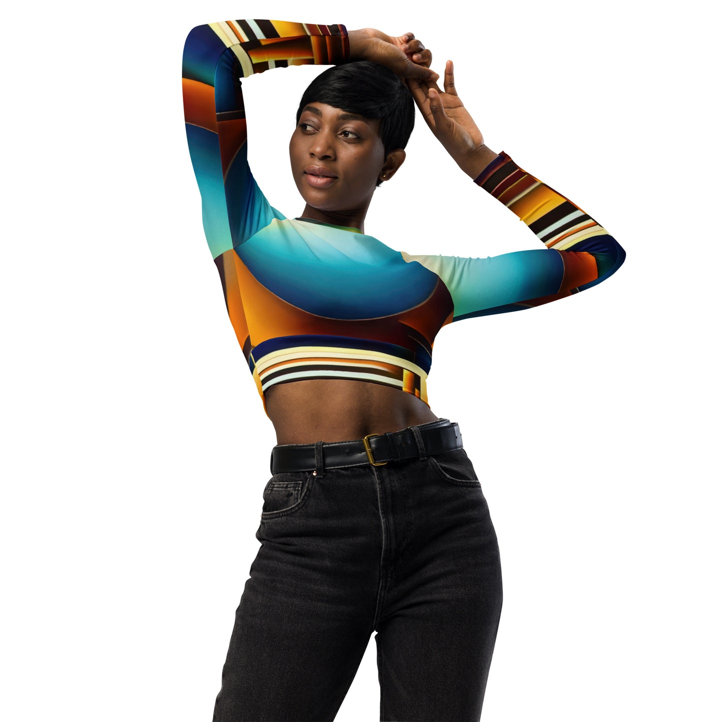 DMV 0151 Retro Art Recycled long-sleeve crop top