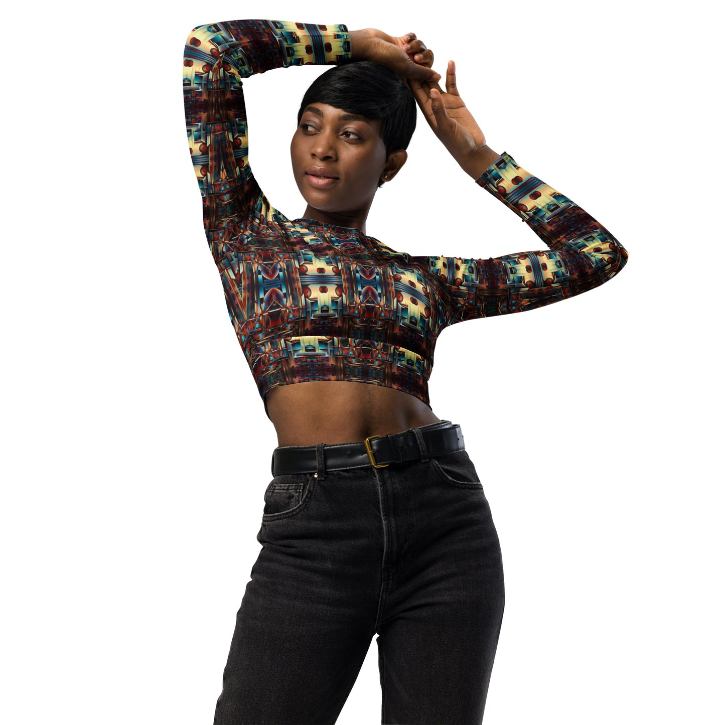 DMV 0188 Conceptual Artsy Recycled long-sleeve crop top