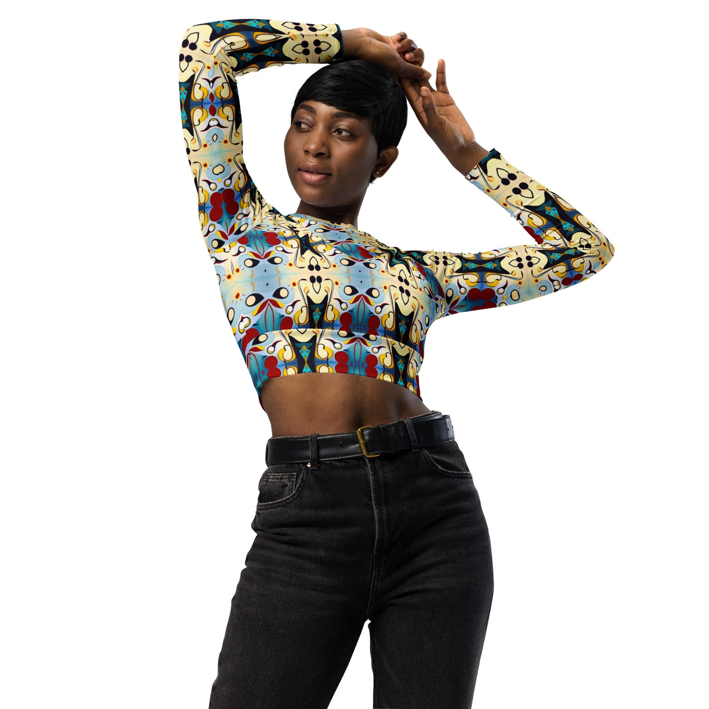 DMV 1282 Vintage Artsy Recycled long-sleeve crop top