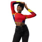 DMV 0830 Retro Art Recycled long-sleeve crop top