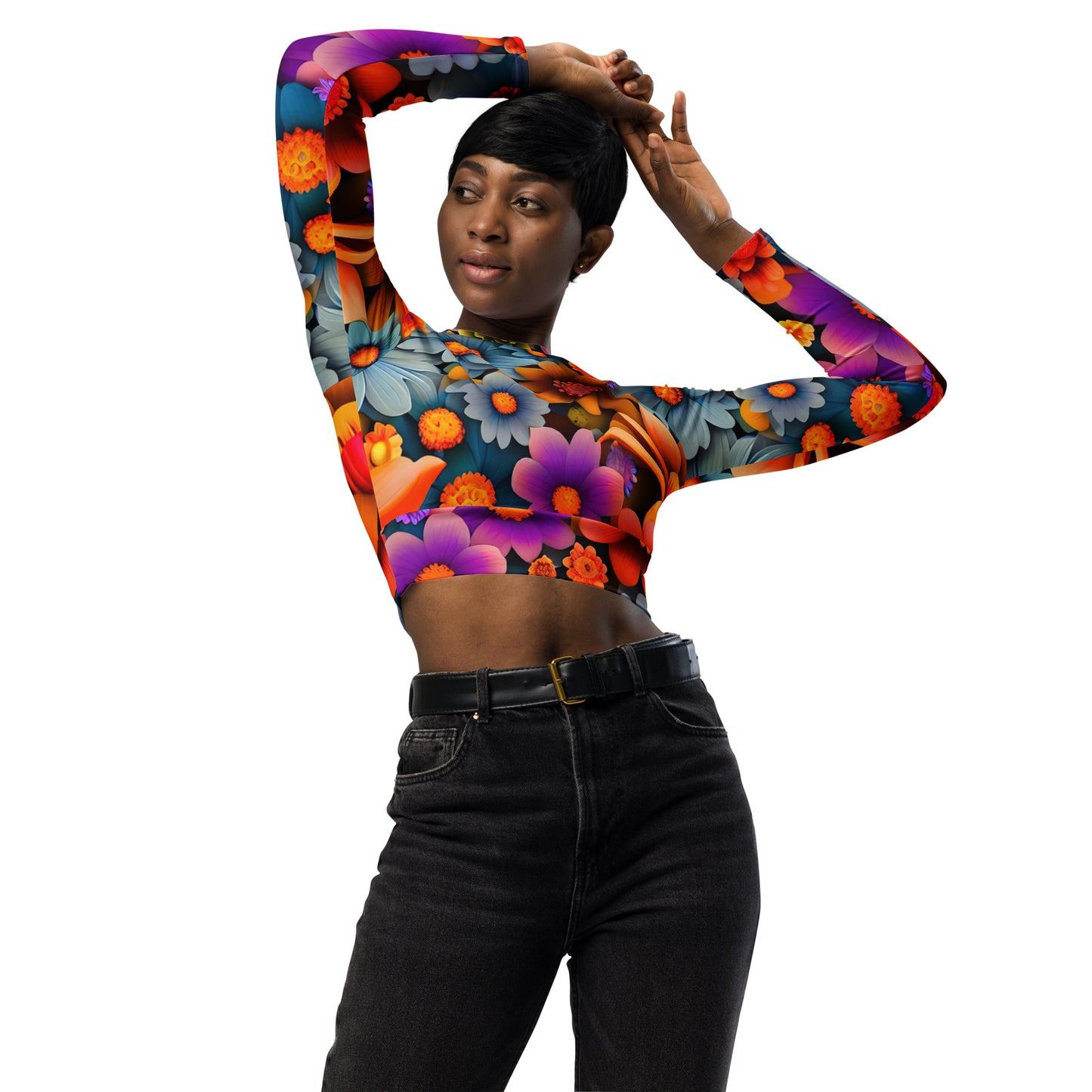 DMV 1460 Floral Recycled long-sleeve crop top