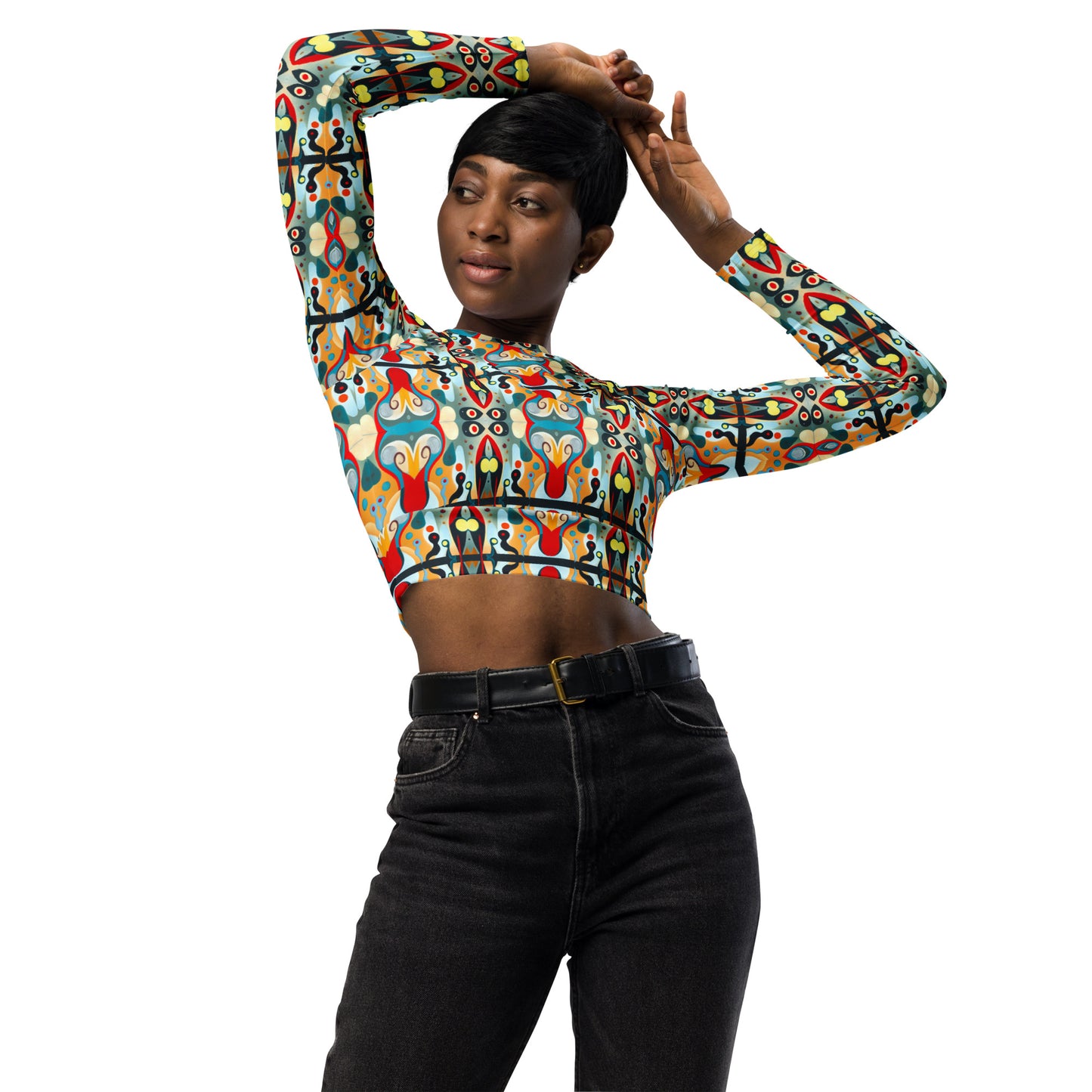 DMV 0361 Vintage Artsy Recycled long-sleeve crop top