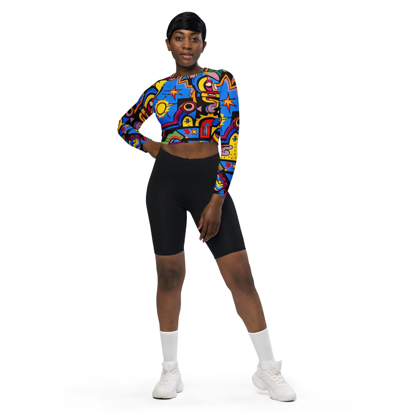 DMV 0235 Psy Art Recycled long-sleeve crop top