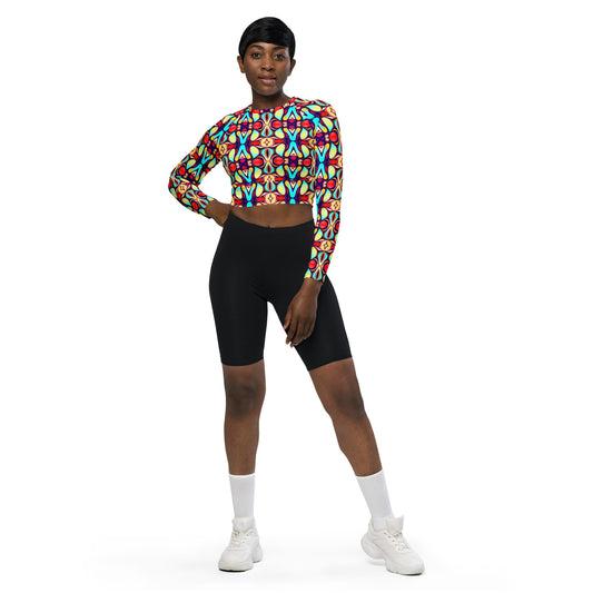 DMV 0036 Vintage Artsy Recycled long-sleeve crop top