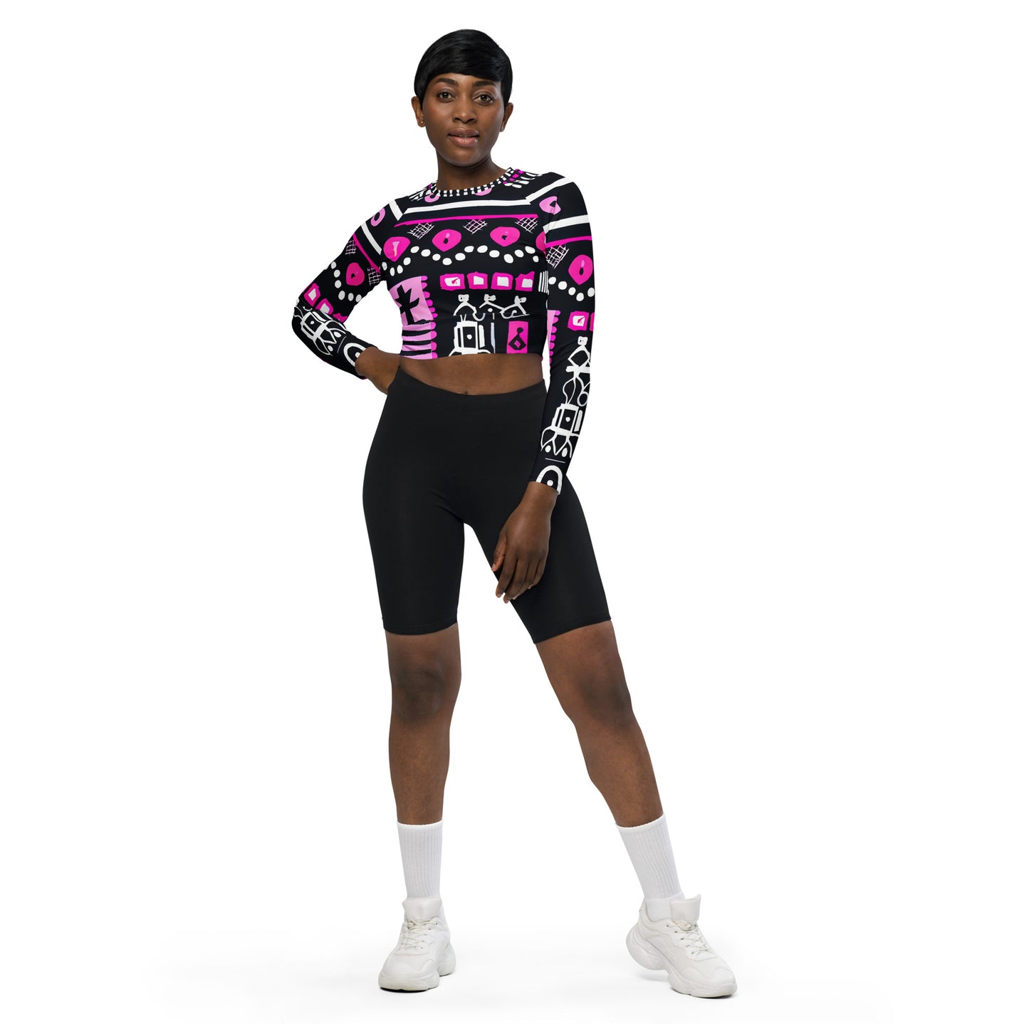 DMV 0026 Boho Recycled long-sleeve crop top