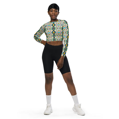 DMV 0076 Vintage Artsy Recycled long-sleeve crop top