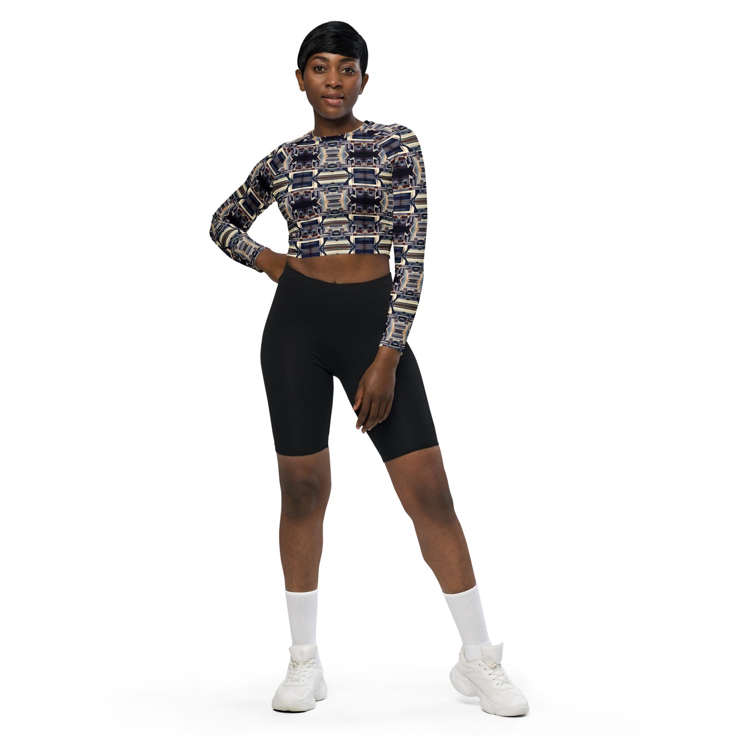 DMV 0058 Conceptual Artsy Recycled long-sleeve crop top