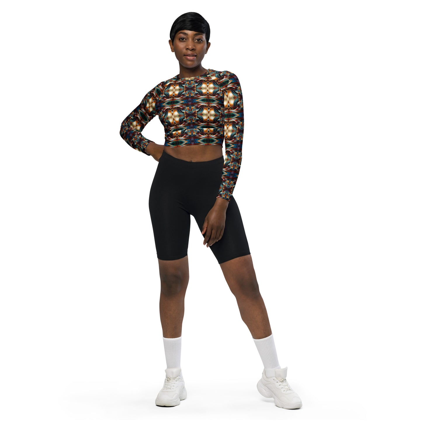 DMV 0127 Conceptual Artsy Recycled long-sleeve crop top