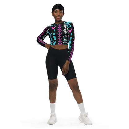 DMV 0122 Boho Recycled long-sleeve crop top