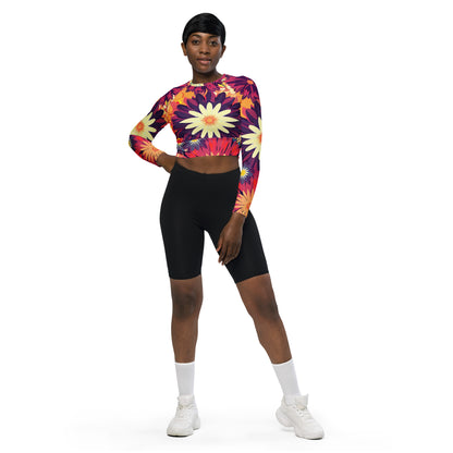 DMV 0097 Floral Recycled long-sleeve crop top