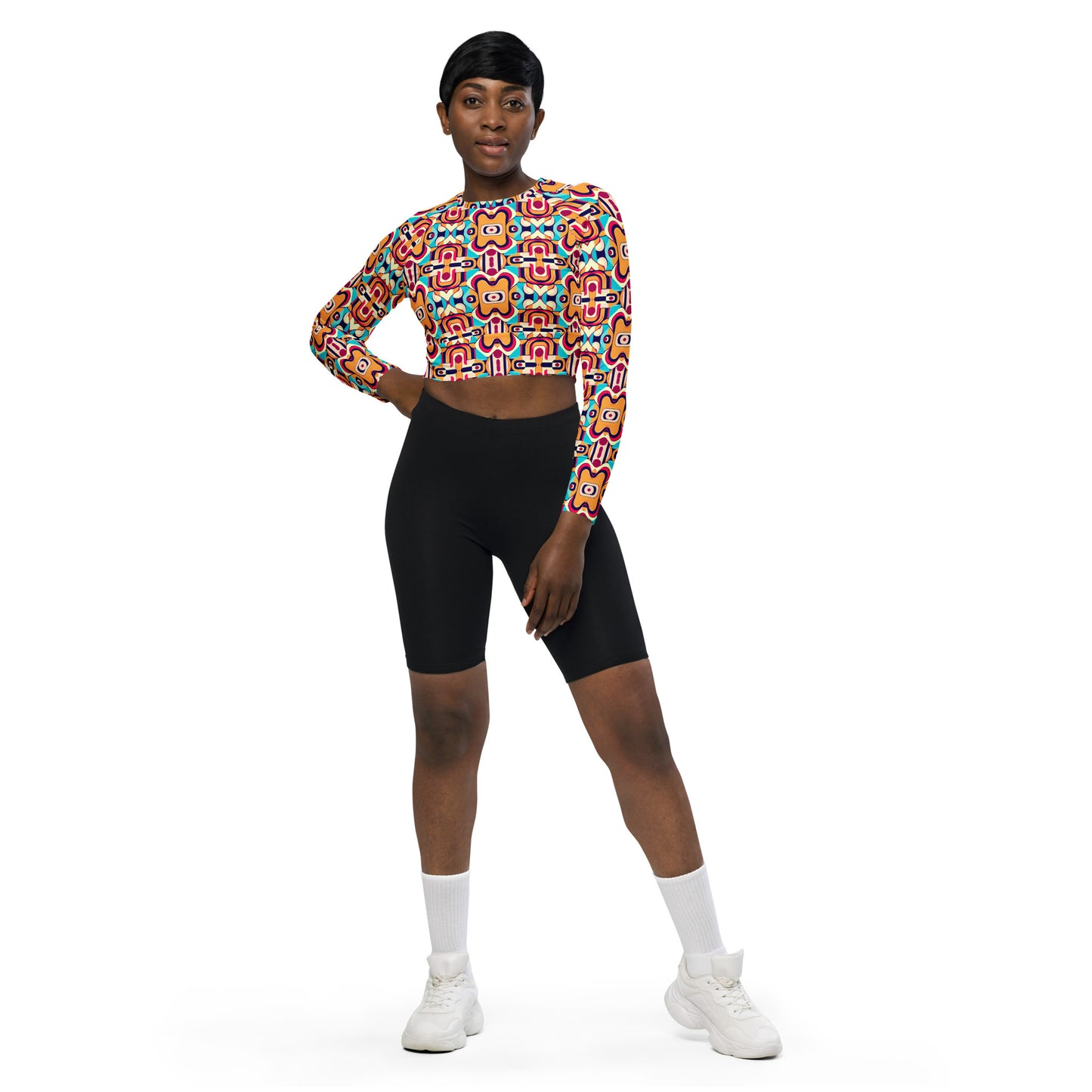 DMV 0160 Vintage Artsy Recycled long-sleeve crop top