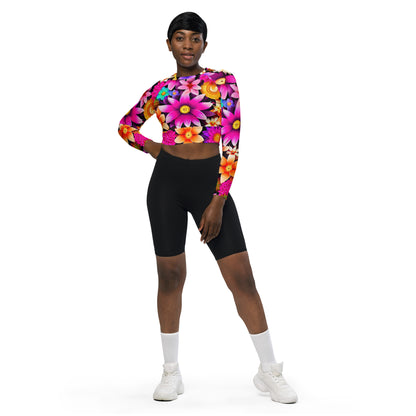 DMV 0136 Floral Recycled long-sleeve crop top