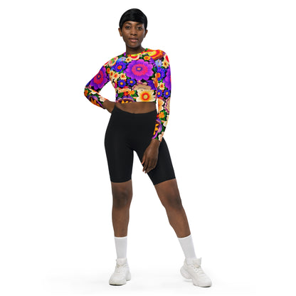 DMV 0309 Floral Recycled long-sleeve crop top