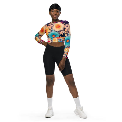 DMV 0404 Floral Recycled long-sleeve crop top