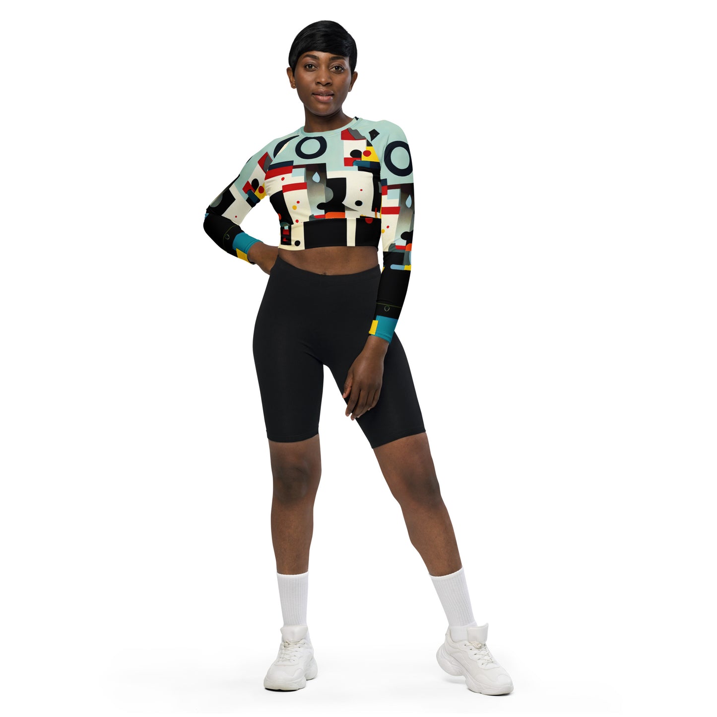 DMV 0152 Retro Art Recycled long-sleeve crop top