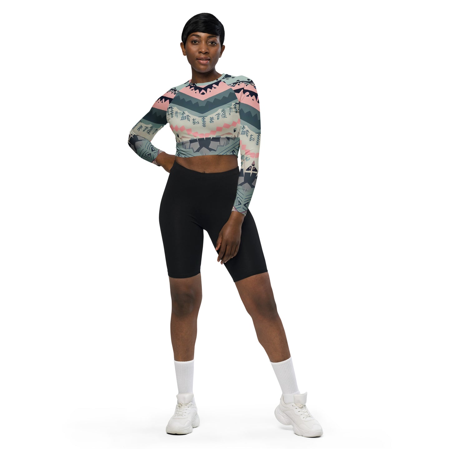 DMV 0306 Boho Recycled long-sleeve crop top