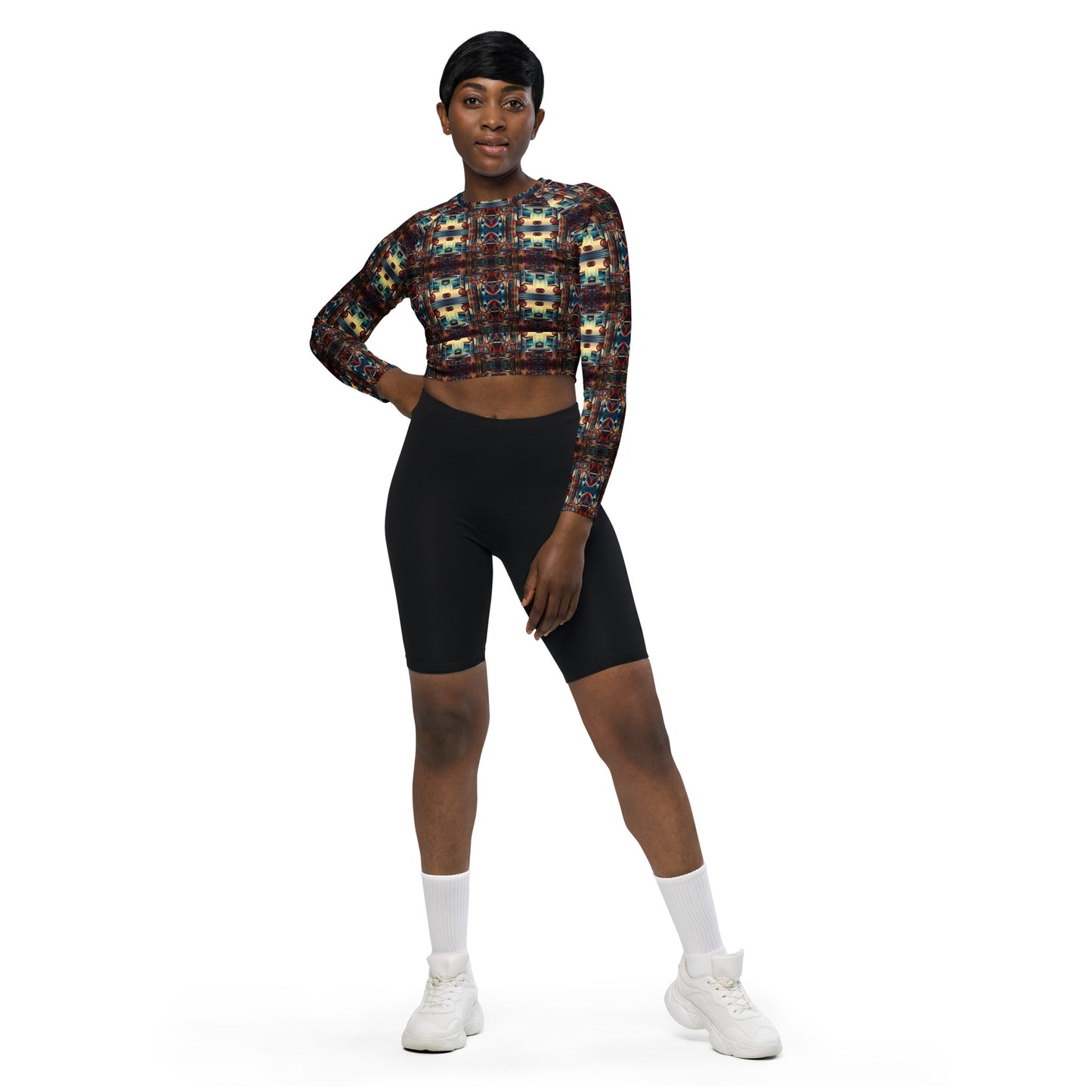 DMV 0188 Conceptual Artsy Recycled long-sleeve crop top