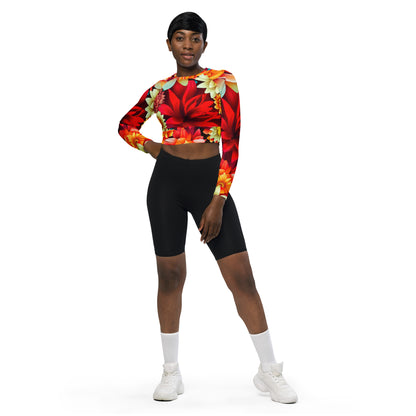 DMV 0419 Floral Recycled long-sleeve crop top