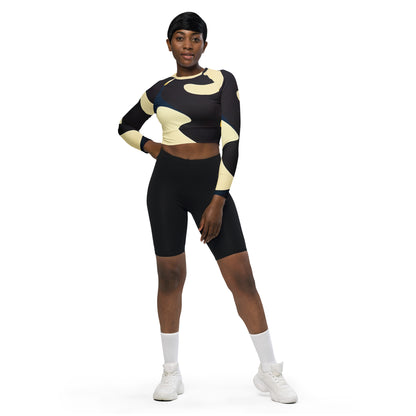 DMV 0421 Retro Art Recycled long-sleeve crop top