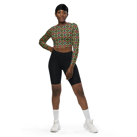 DMV 1875 Chic Boho Recycled long-sleeve crop top