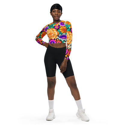 DMV 0552 Floral Recycled long-sleeve crop top