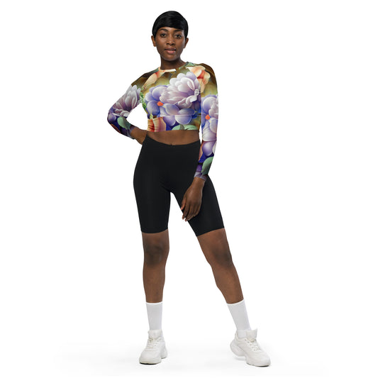 DMV 1502 Floral Recycled long-sleeve crop top