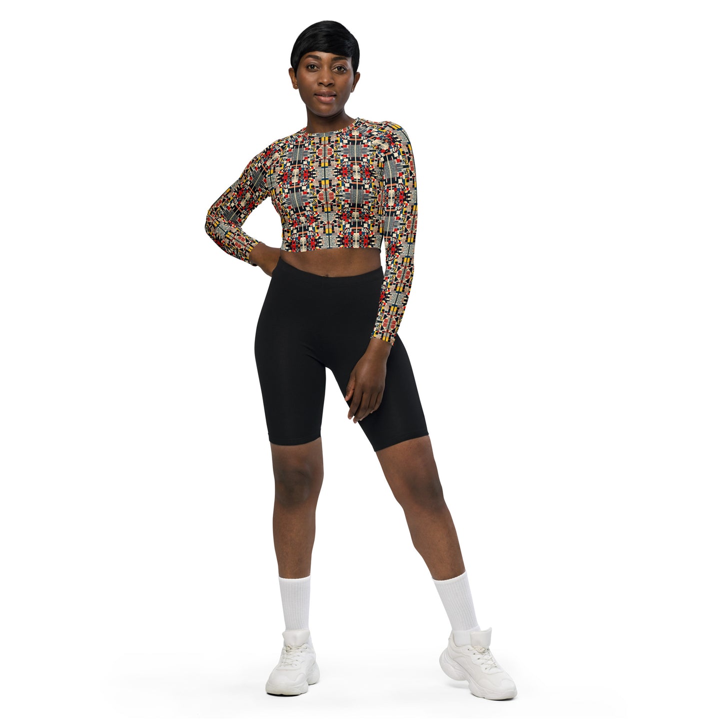 DMV 2051 Chic Boho Recycled long-sleeve crop top