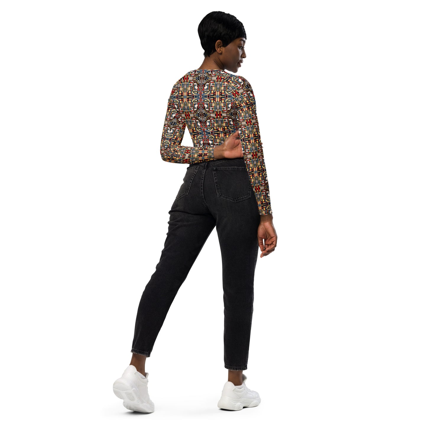 DMV 0283 Chic Boho Recycled long-sleeve crop top