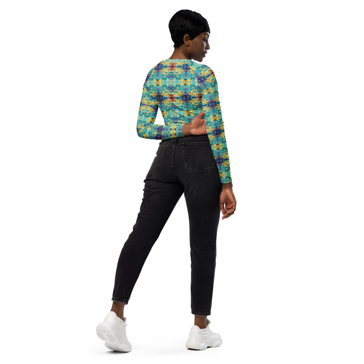 DMV 0231 Chic Boho Recycled long-sleeve crop top