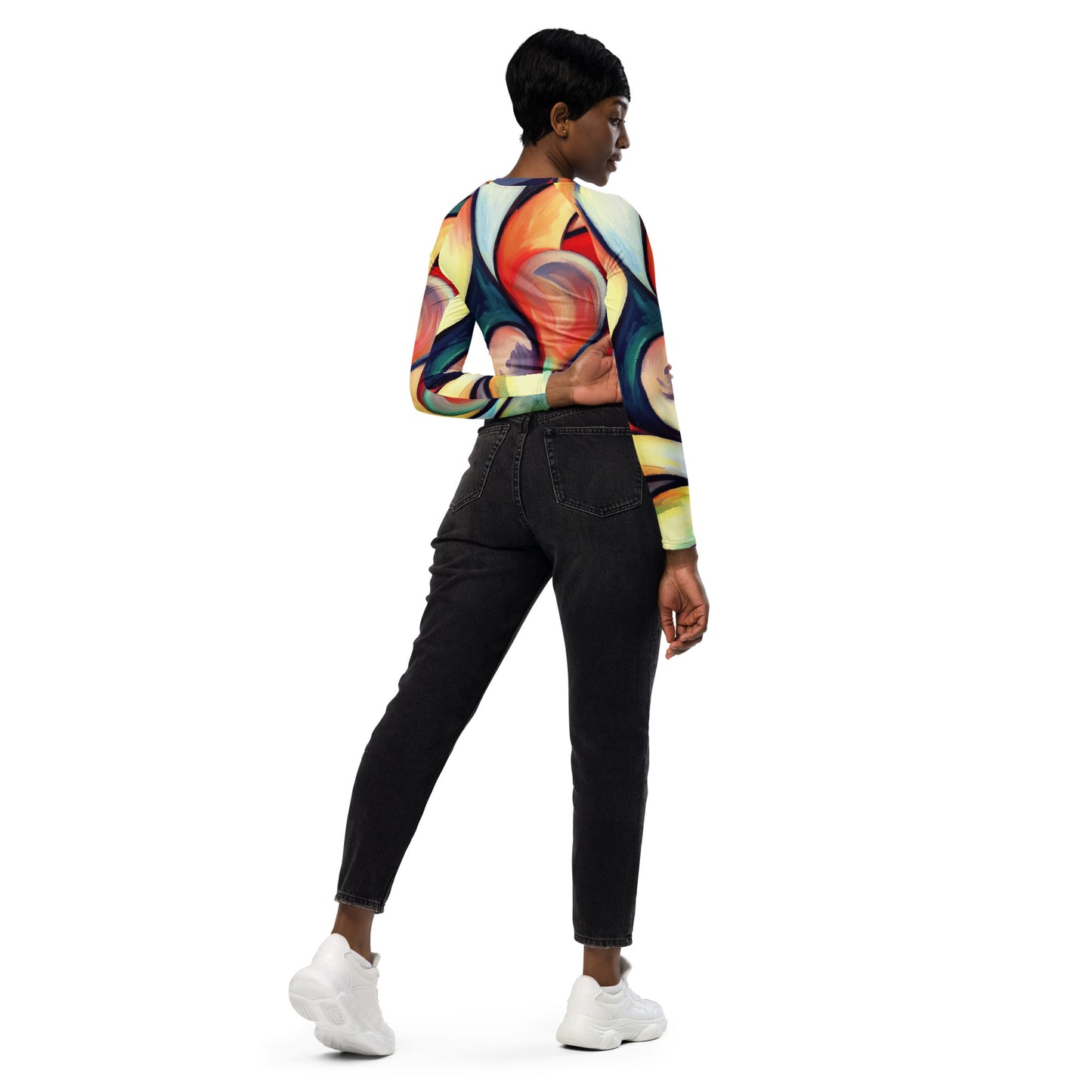 DMV 0277 Abstract Art Recycled long-sleeve crop top