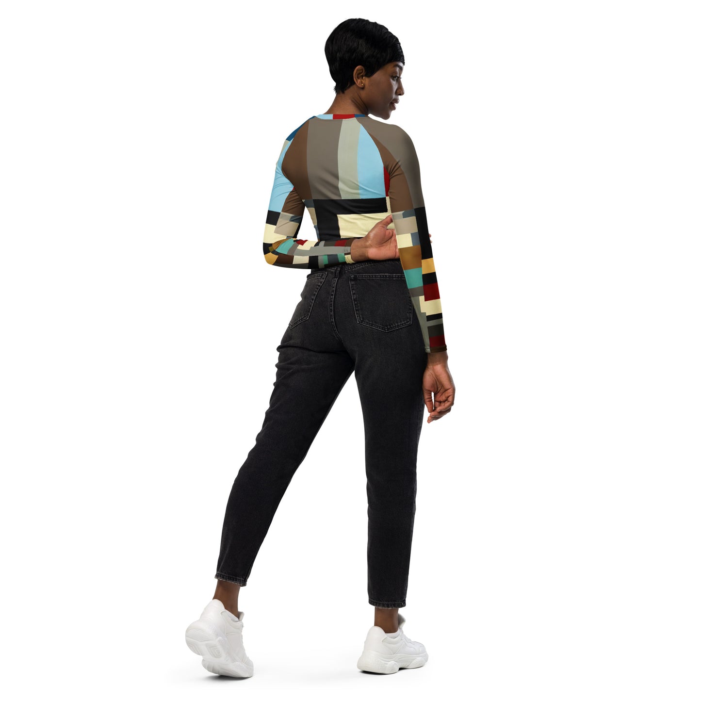 DMV 0008 Abstract Art Recycled long-sleeve crop top