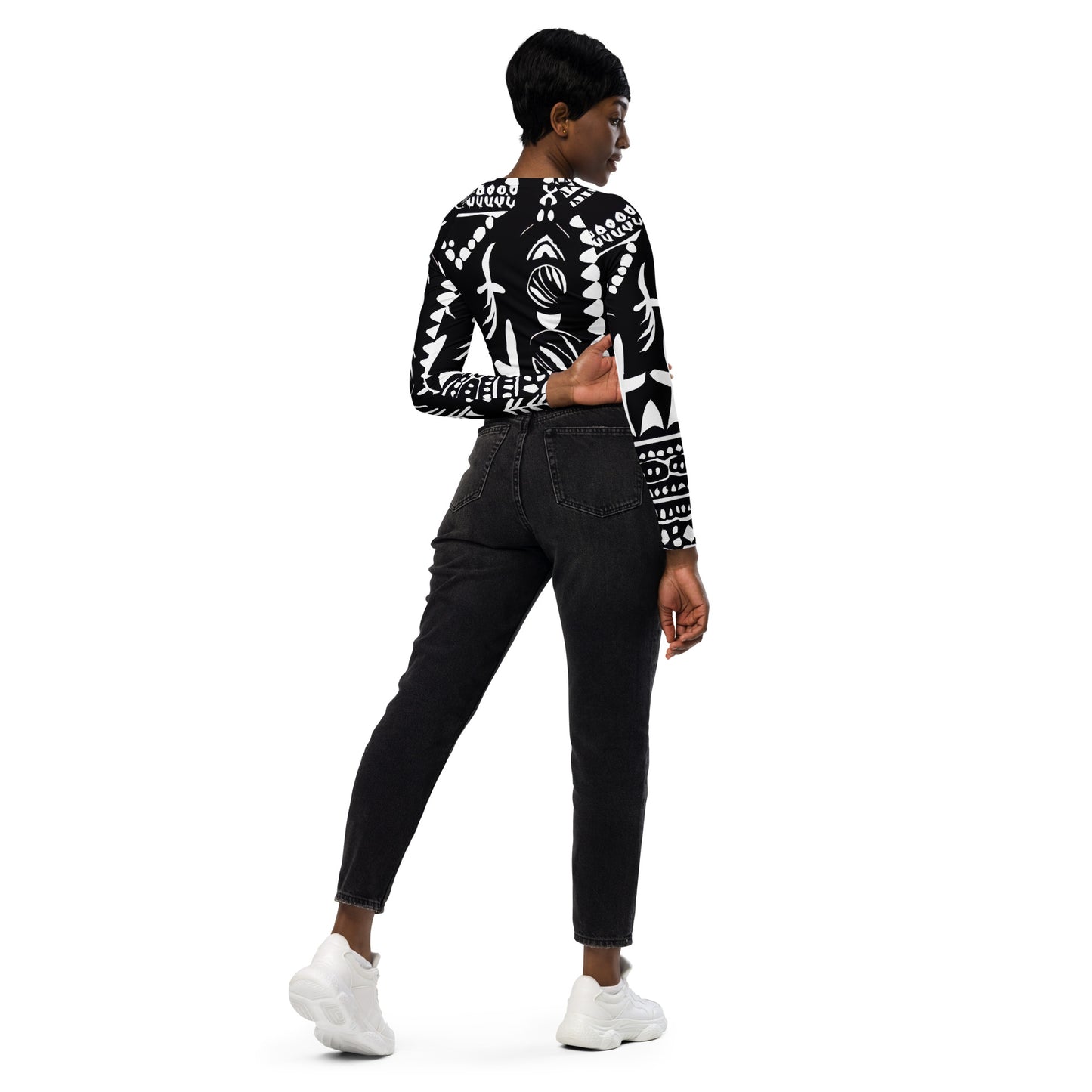 DMV 0060 Boho Recycled long-sleeve crop top