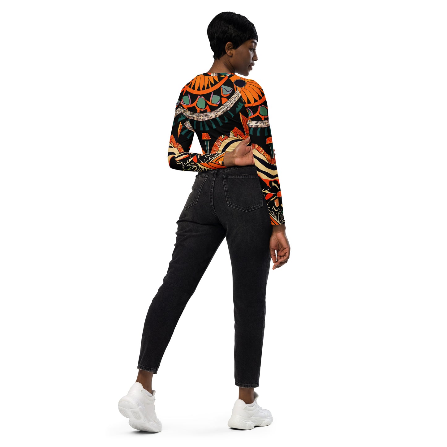 DMV 0033 Boho Recycled long-sleeve crop top