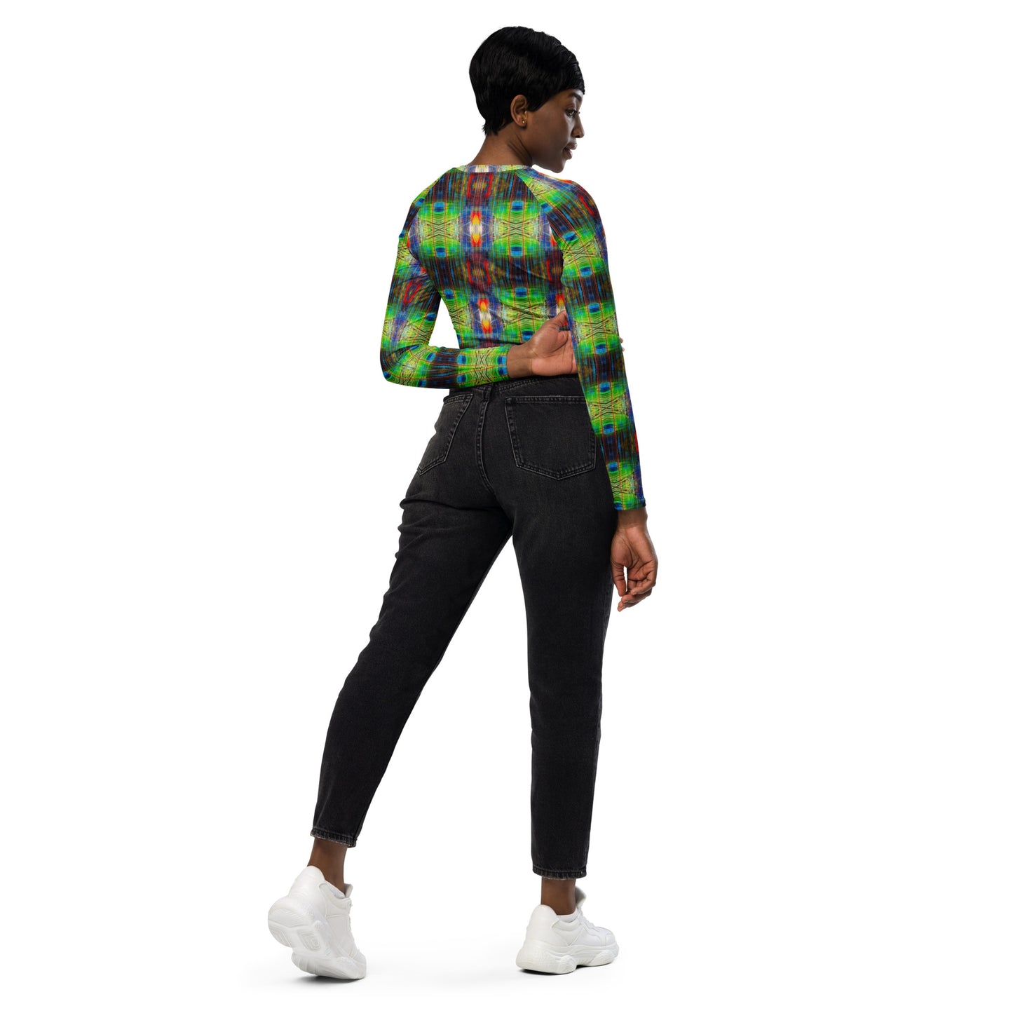 DMV 0077 Avant Garde Artsy Recycled long-sleeve crop top