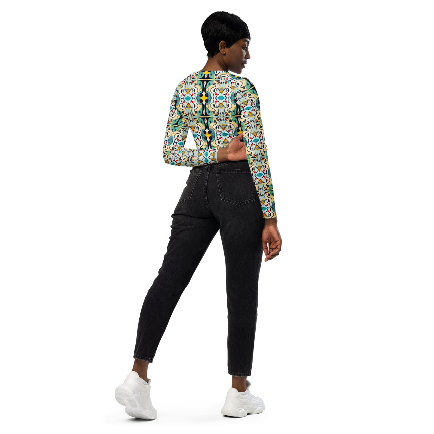 DMV 0076 Vintage Artsy Recycled long-sleeve crop top