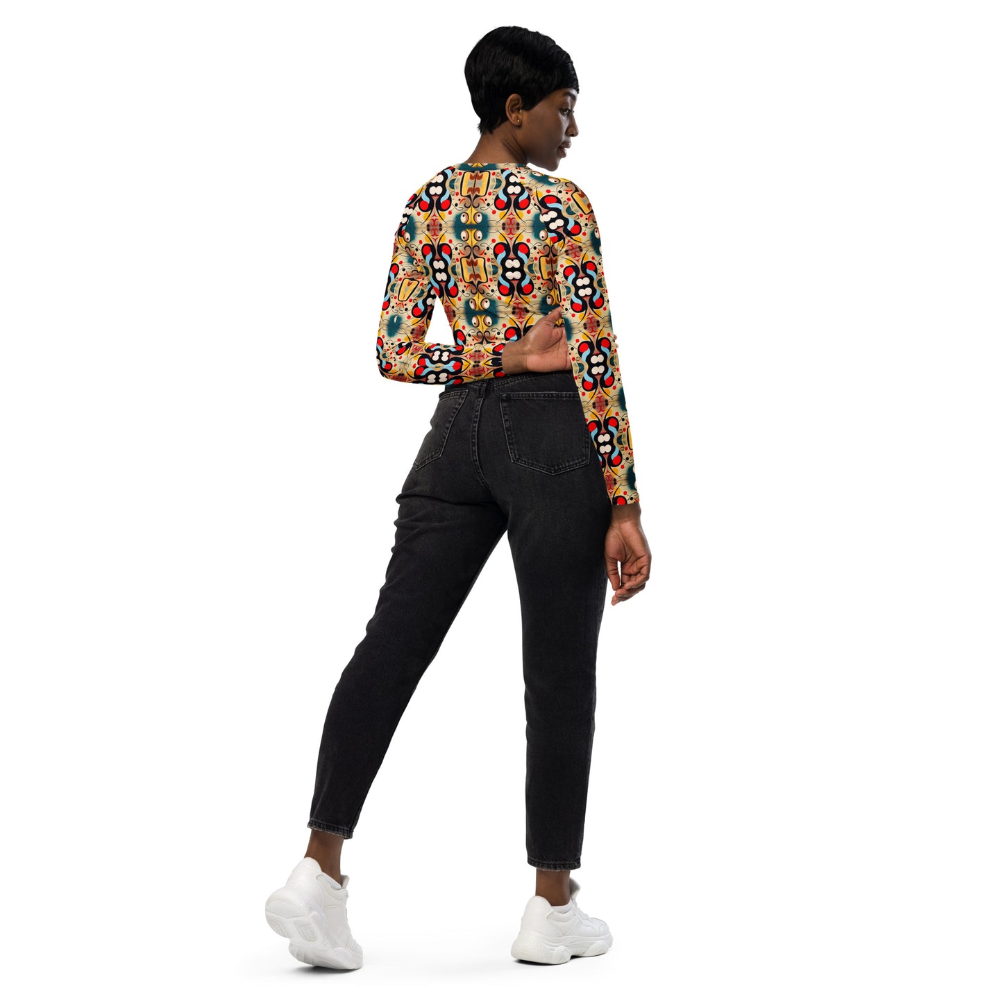 DMV 0040 Vintage Artsy Recycled long-sleeve crop top