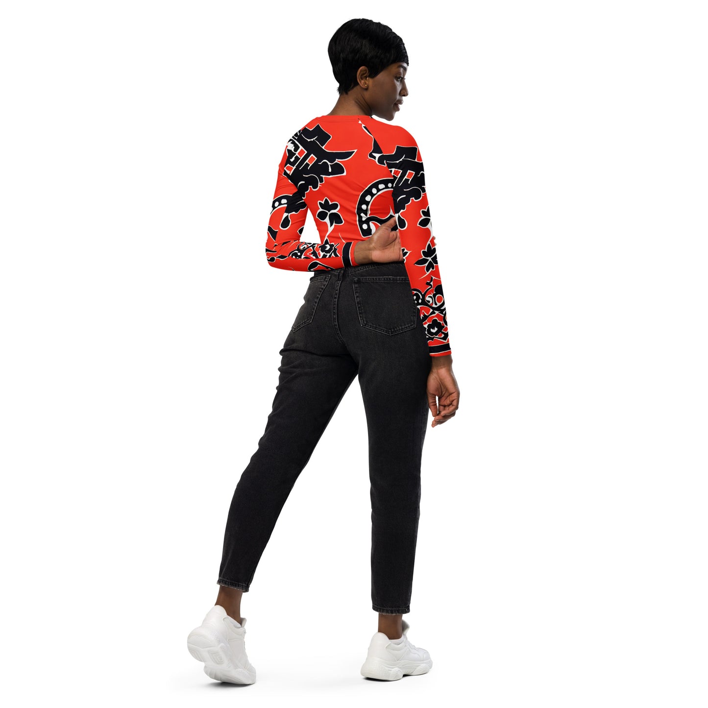 DMV 0038 Boho Recycled long-sleeve crop top