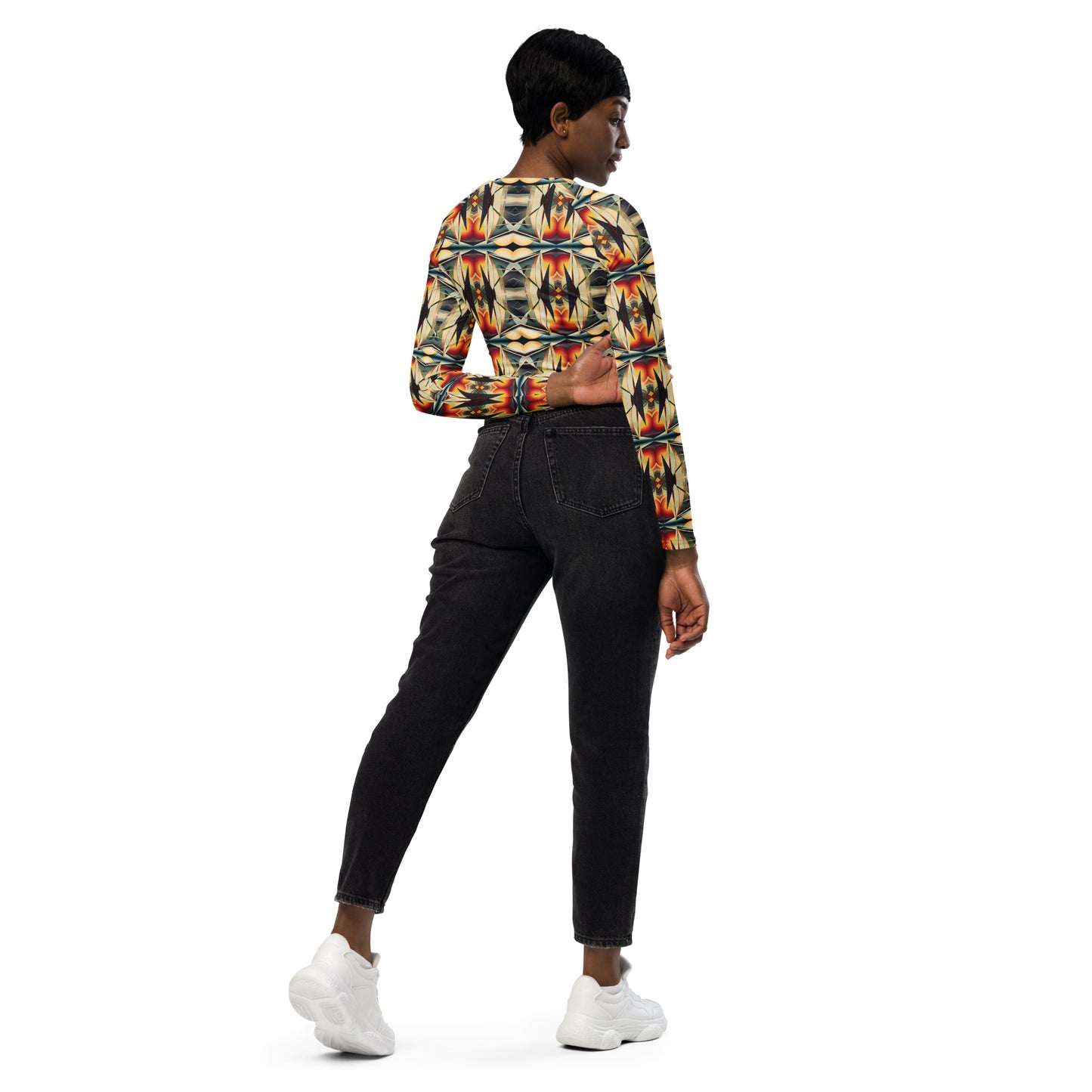 DMV 0059 Conceptual Artsy Recycled long-sleeve crop top