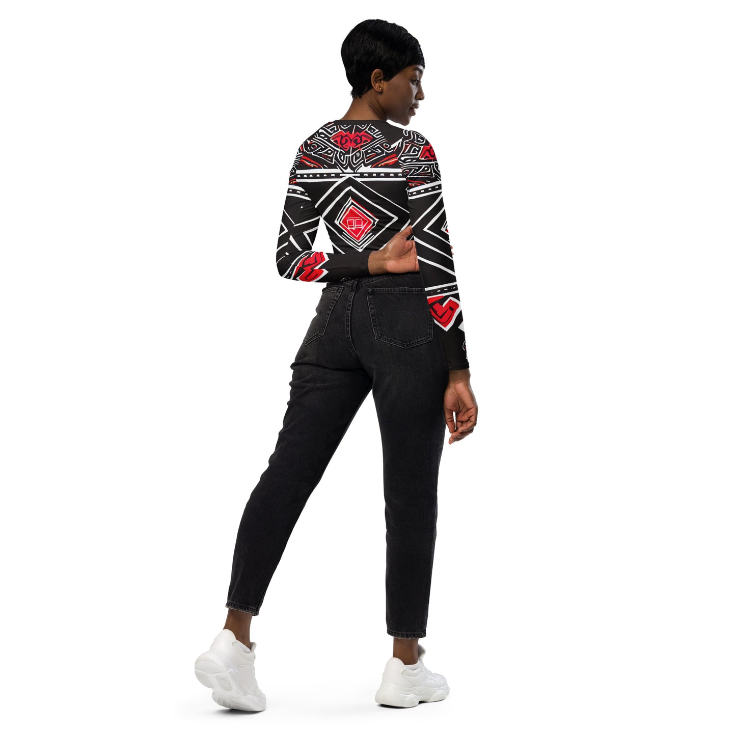 DMV 0090 Boho Recycled long-sleeve crop top