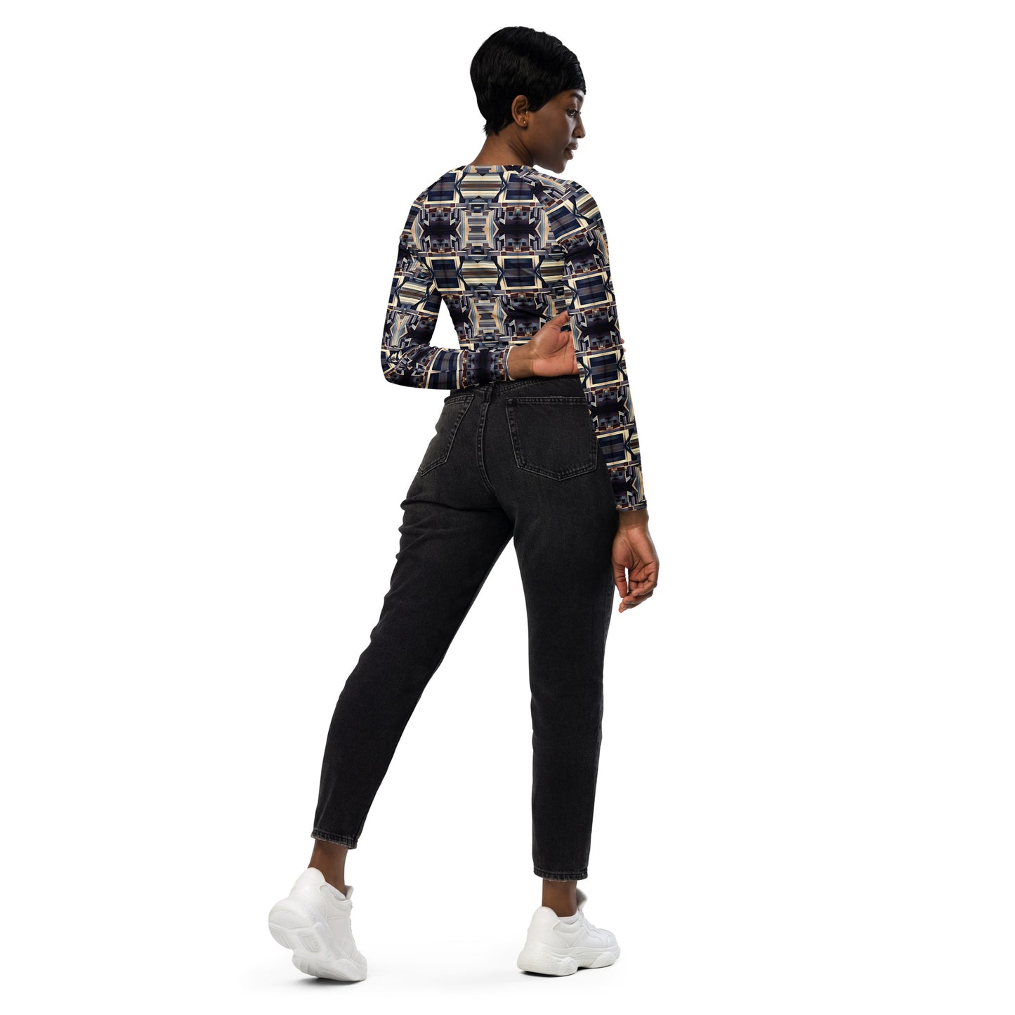 DMV 0058 Conceptual Artsy Recycled long-sleeve crop top