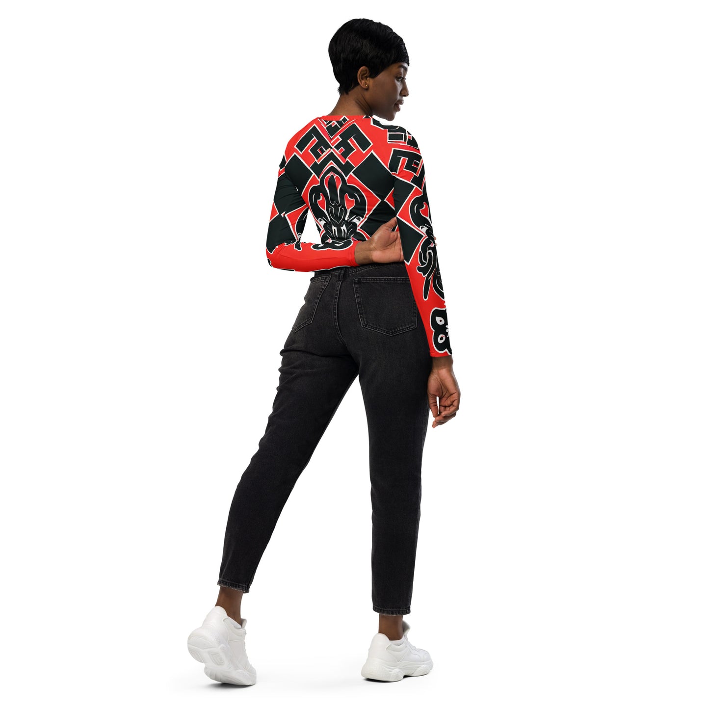 DMV 0017 Boho Recycled long-sleeve crop top