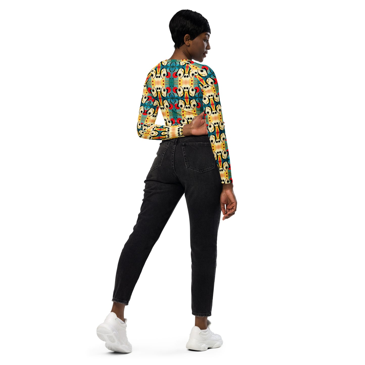 DMV 0044 Vintage Artsy Recycled long-sleeve crop top