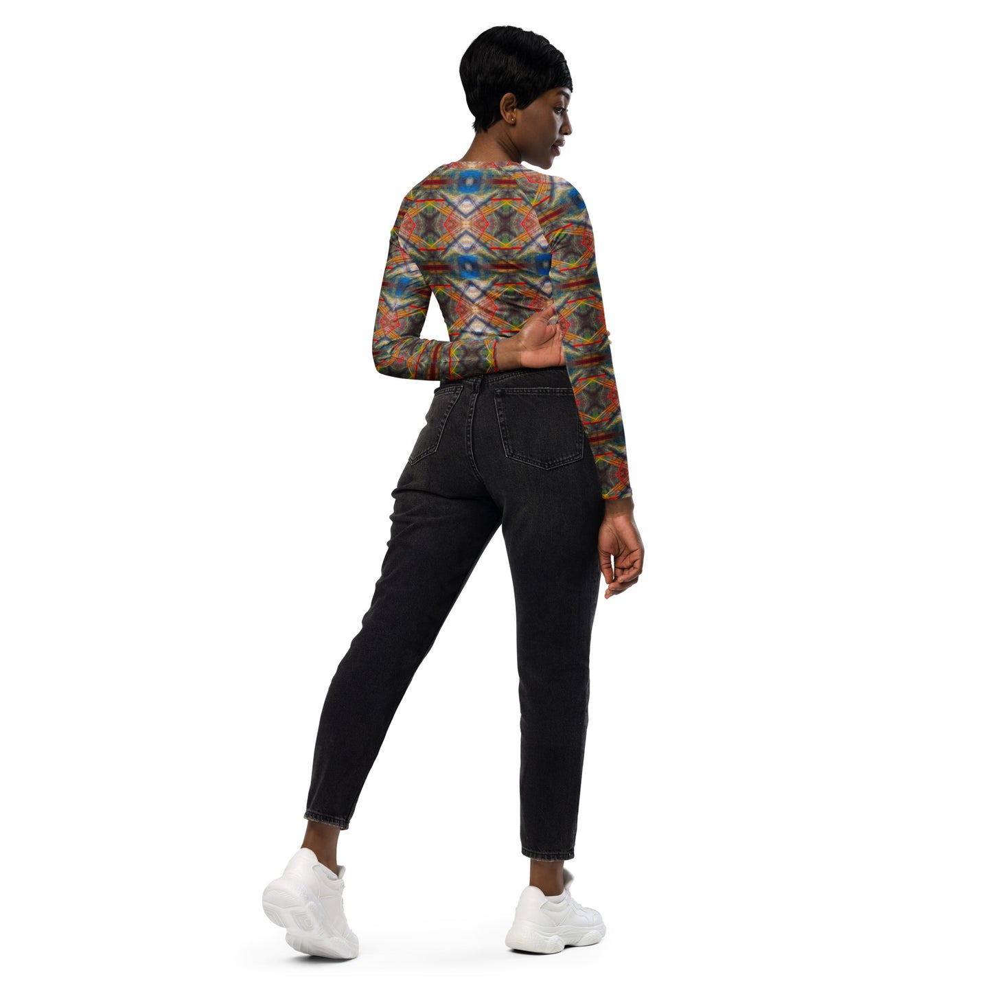 DMV 0159 Avant Garde Artsy Recycled long-sleeve crop top