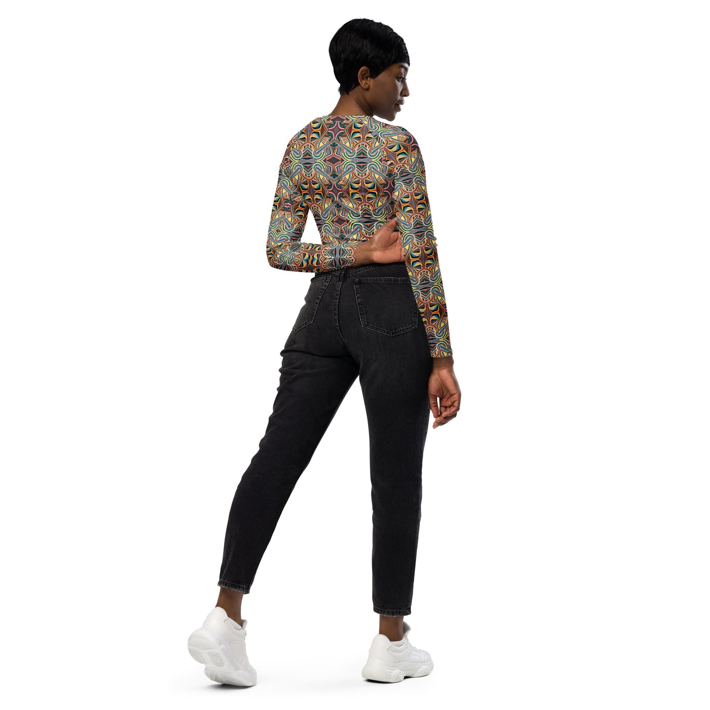 DMV 0213 Conceptual Artsy Recycled long-sleeve crop top