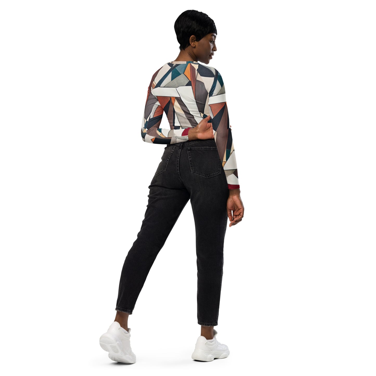 DMV 0264 Abstract Art Recycled long-sleeve crop top