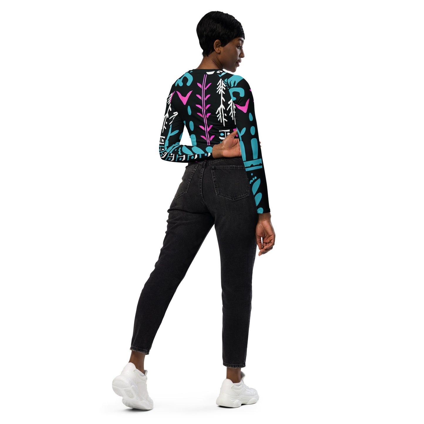 DMV 0122 Boho Recycled long-sleeve crop top