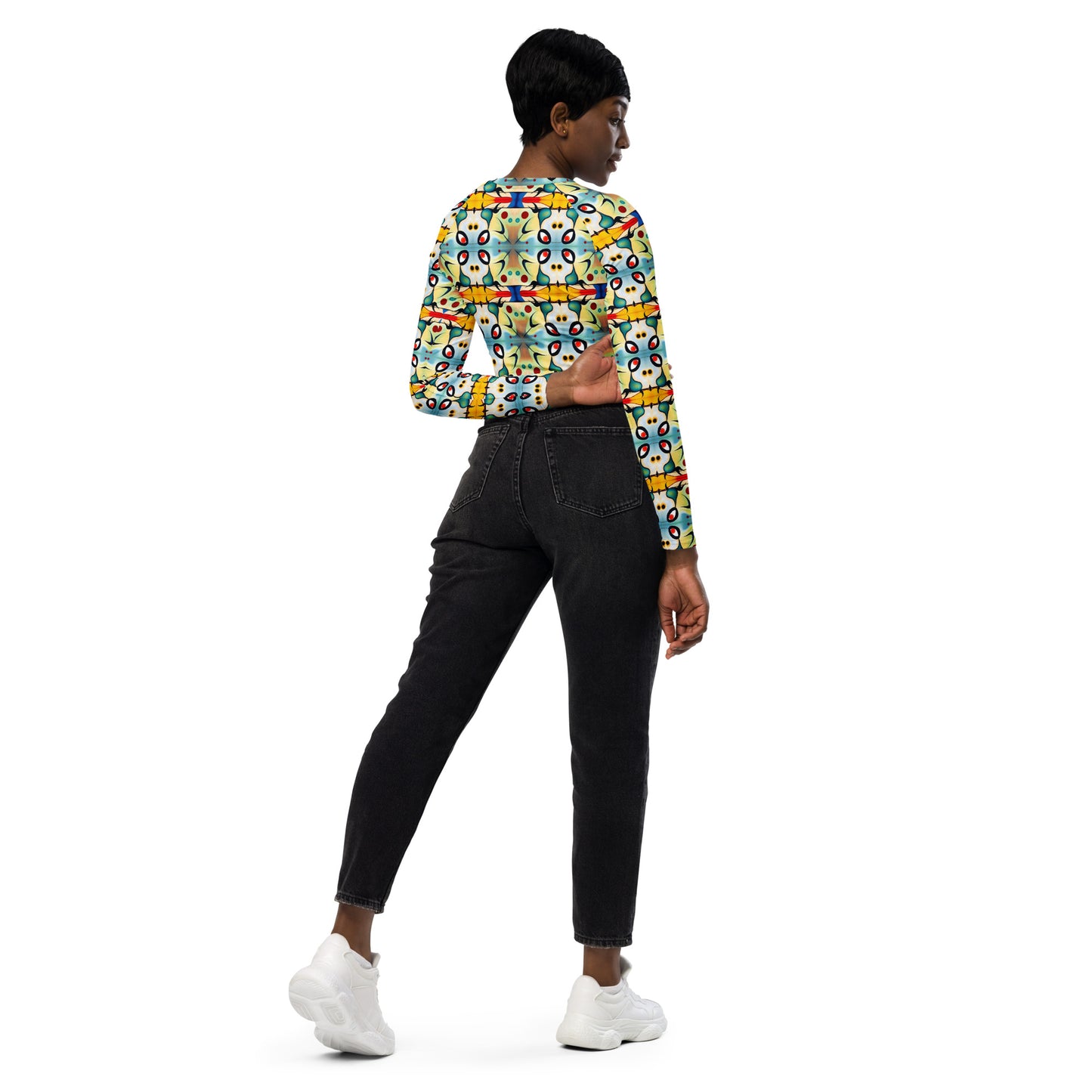 DMV 0102 Vintage Artsy Recycled long-sleeve crop top